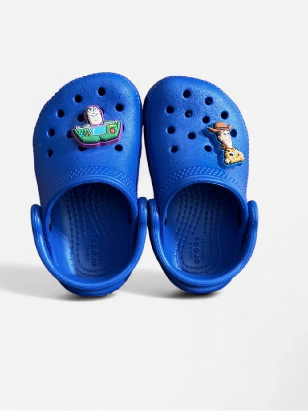CROCS toddlers' Classic Clog in Bright Blue with Toy Story Jibbitz